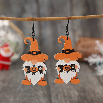 Wooden Dwarfs Pumpkin Dangle Earrings