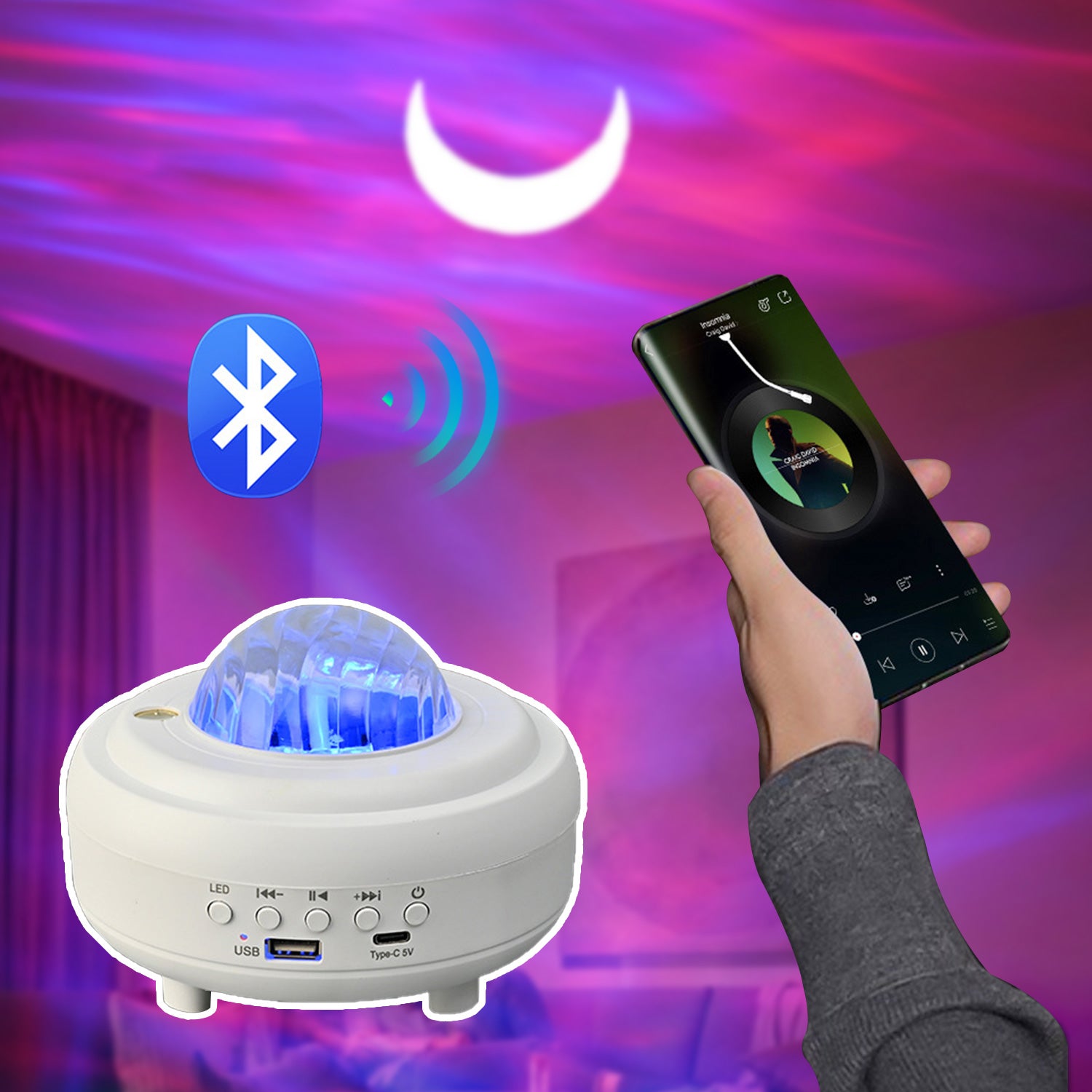 Snapbask™ Pro Galaxy Projector - Bluetooth Speaker & Starry Sky Night Light